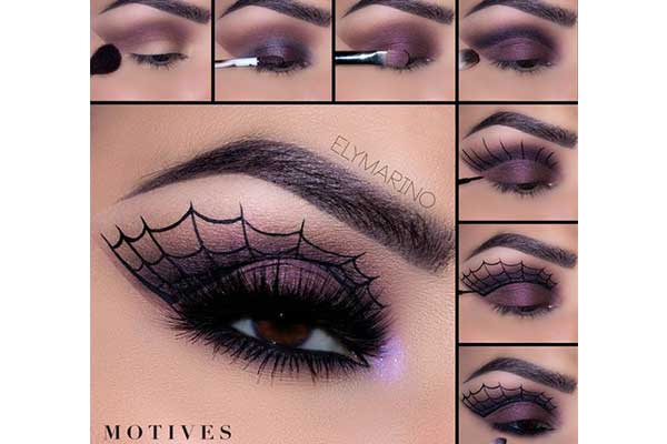 آرایش چشم هالووین به شکل تار عنکبوت